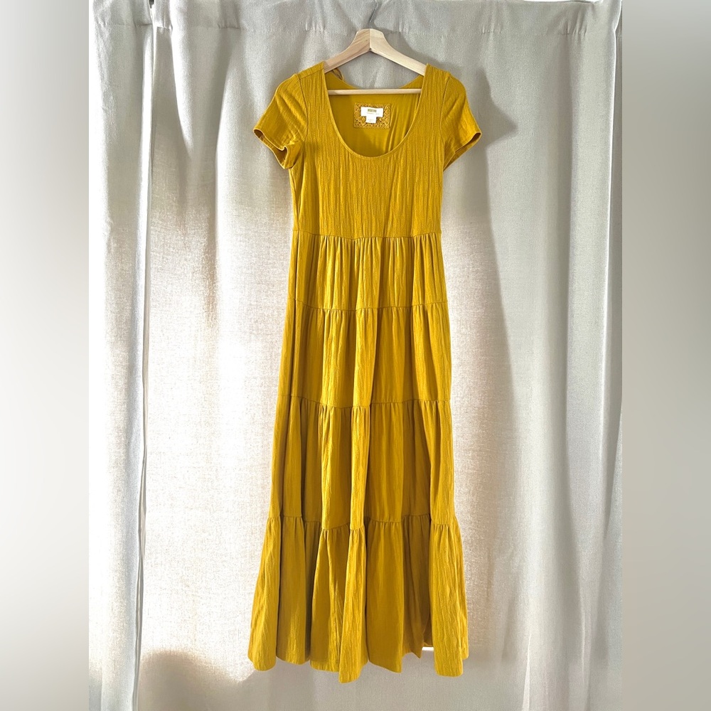 Maeve Gillian Tiered Maxi Dress Yellow Ochre